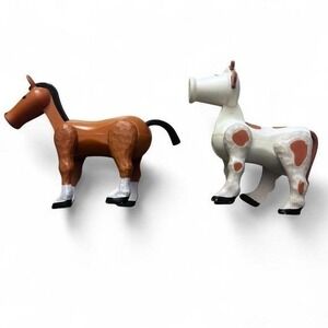 Vintage Fisher Price 2 PC toy Farm animal Cow/Horse